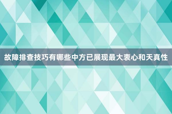 故障排查技巧有哪些中方已展现最大衷心和天真性