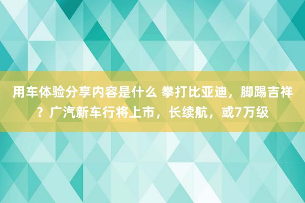 用车体验分享内容是什么 拳打比亚迪，脚踢吉祥？广汽新车行将上市，长续航，或7万级