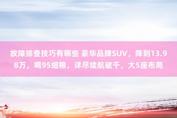 故障排查技巧有哪些 豪华品牌SUV，降到13.98万，喝95细粮，详尽续航破千，大5座布局