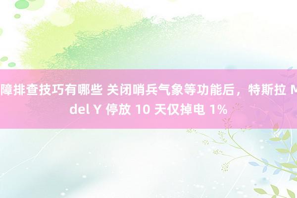 故障排查技巧有哪些 关闭哨兵气象等功能后，特斯拉 Model Y 停放 10 天仅掉电 1%