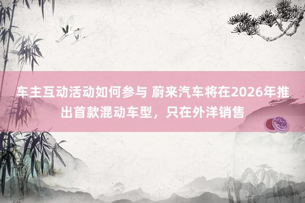 车主互动活动如何参与 蔚来汽车将在2026年推出首款混动车型，只在外洋销售