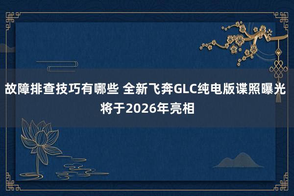 故障排查技巧有哪些 全新飞奔GLC纯电版谍照曝光 将于2026年亮相