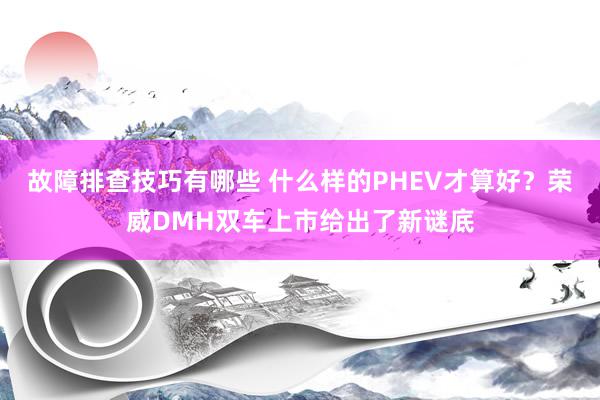 故障排查技巧有哪些 什么样的PHEV才算好？荣威DMH双车上市给出了新谜底