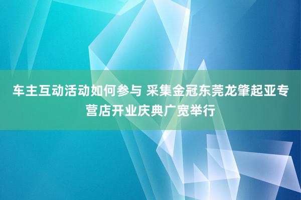 车主互动活动如何参与 采集金冠东莞龙肇起亚专营店开业庆典广宽举行