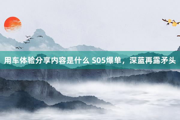 用车体验分享内容是什么 S05爆单，深蓝再露矛头