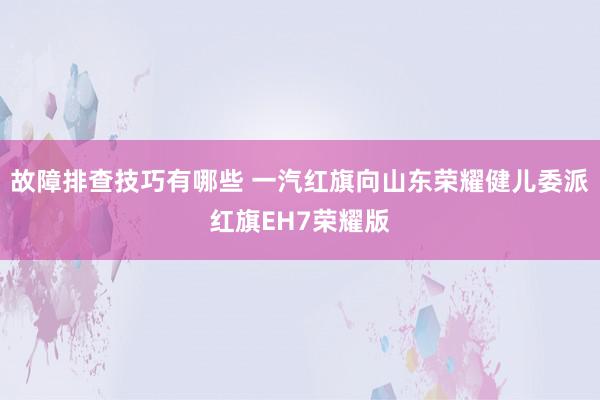 故障排查技巧有哪些 一汽红旗向山东荣耀健儿委派红旗EH7荣耀版