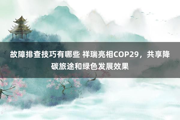 故障排查技巧有哪些 祥瑞亮相COP29，共享降碳旅途和绿色发展效果