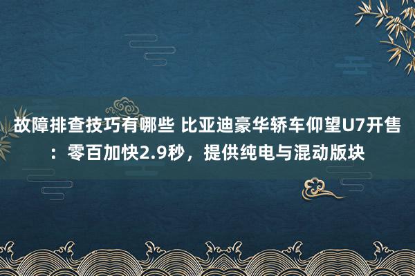 故障排查技巧有哪些 比亚迪豪华轿车仰望U7开售：零百加快2.9秒，提供纯电与混动版块