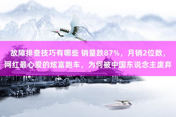 故障排查技巧有哪些 销量跌87%，月销2位数，网红最心爱的炫富跑车，为何被中国东说念主废弃