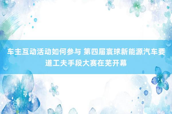 车主互动活动如何参与 第四届寰球新能源汽车要道工夫手段大赛在芜开幕