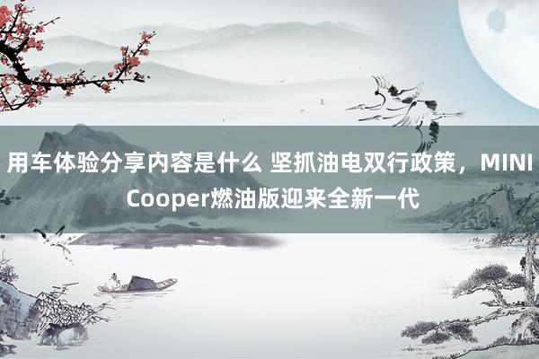 用车体验分享内容是什么 坚抓油电双行政策，MINI Cooper燃油版迎来全新一代