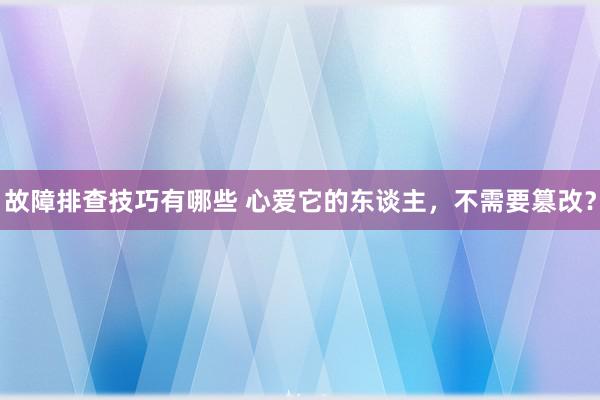 故障排查技巧有哪些 心爱它的东谈主，不需要篡改？