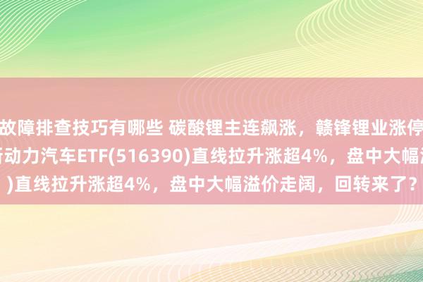 故障排查技巧有哪些 碳酸锂主连飙涨，赣锋锂业涨停、宁德时期涨3%，新动力汽车ETF(516390)直线拉升涨超4%，盘中大幅溢价走阔，回转来了？