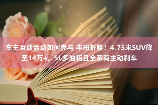 车主互动活动如何参与 丰田折腰！4.75米SUV降至14万+，5L多油耗且全系有主动刹车