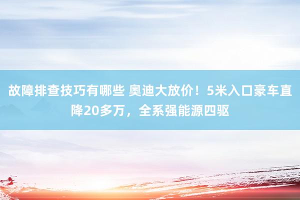 故障排查技巧有哪些 奥迪大放价！5米入口豪车直降20多万，全系强能源四驱