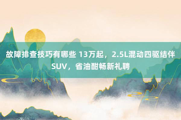 故障排查技巧有哪些 13万起，2.5L混动四驱结伴SUV，省油酣畅新礼聘