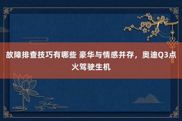 故障排查技巧有哪些 豪华与情感并存，奥迪Q3点火驾驶生机