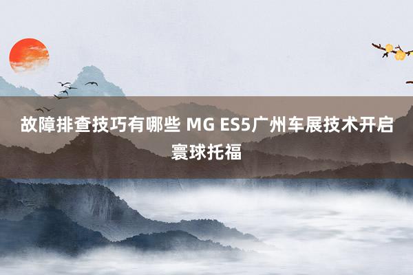 故障排查技巧有哪些 MG ES5广州车展技术开启寰球托福