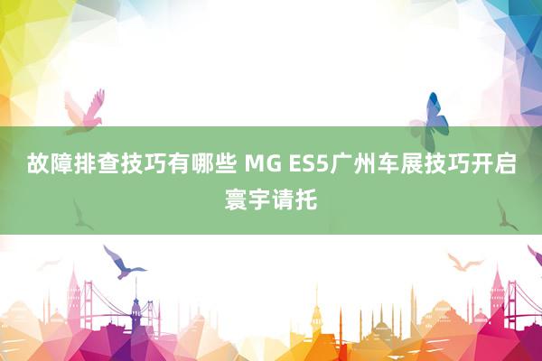 故障排查技巧有哪些 MG ES5广州车展技巧开启寰宇请托