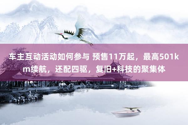 车主互动活动如何参与 预售11万起，最高501km续航，还配四驱，复旧+科技的聚集体