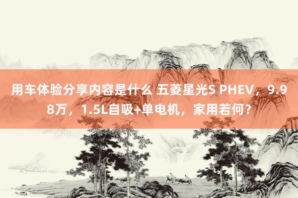 用车体验分享内容是什么 五菱星光S PHEV，9.98万，1.5L自吸+单电机，家用若何？