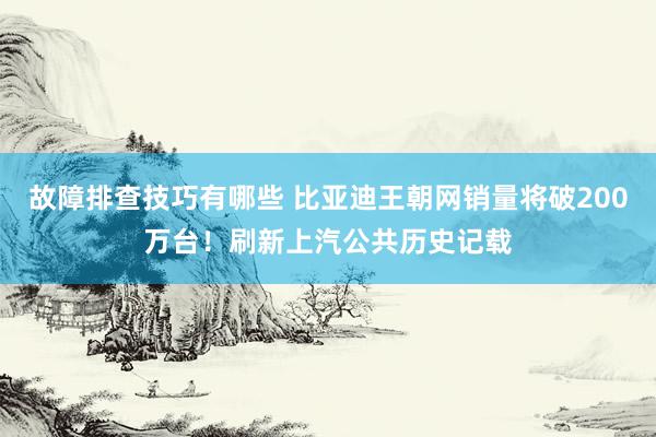 故障排查技巧有哪些 比亚迪王朝网销量将破200万台！刷新上汽公共历史记载