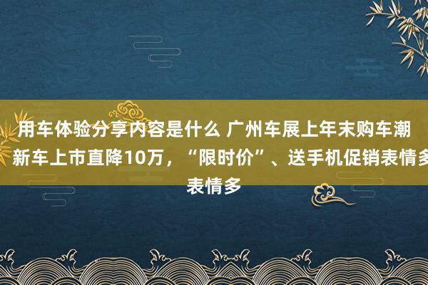 用车体验分享内容是什么 广州车展上年末购车潮：新车上市直降10万，“限时价”、送手机促销表情多