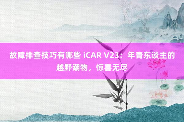 故障排查技巧有哪些 iCAR V23：年青东谈主的越野潮物，惊喜无尽