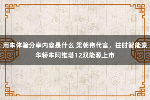 用车体验分享内容是什么 梁朝伟代言，往时智能豪华轿车阿维塔12双能源上市