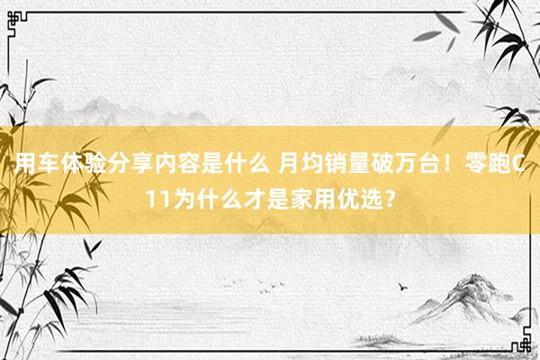 用车体验分享内容是什么 月均销量破万台！零跑C11为什么才是家用优选？