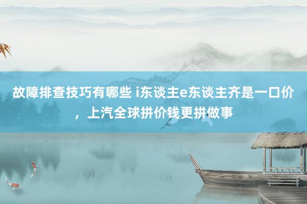 故障排查技巧有哪些 i东谈主e东谈主齐是一口价，上汽全球拼价钱更拼做事