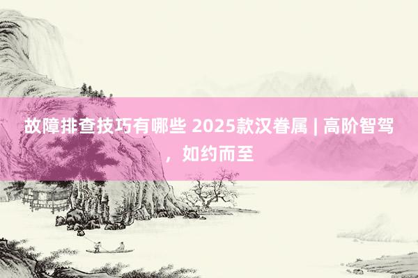 故障排查技巧有哪些 2025款汉眷属 | 高阶智驾，如约而至