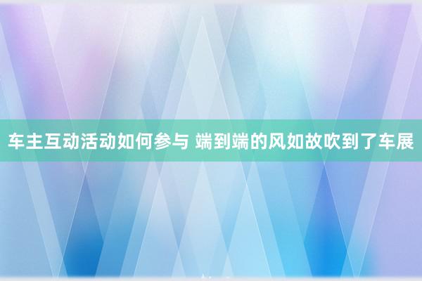 车主互动活动如何参与 端到端的风如故吹到了车展