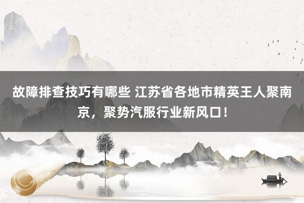 故障排查技巧有哪些 江苏省各地市精英王人聚南京，聚势汽服行业新风口！