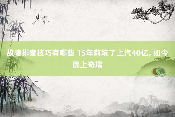 故障排查技巧有哪些 15年前坑了上汽40亿, 如今傍上奇瑞