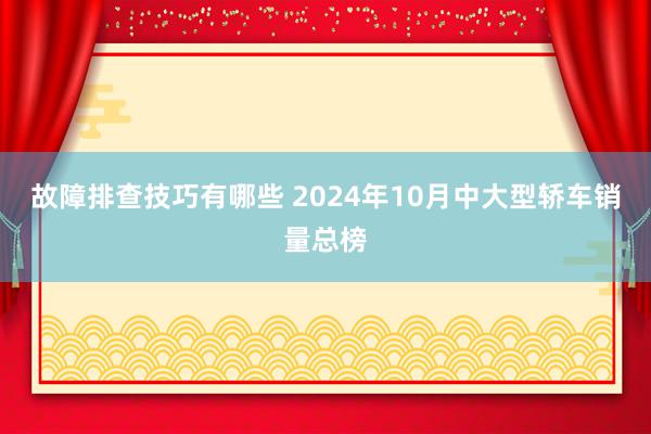 故障排查技巧有哪些 2024年10月中大型轿车销量总榜