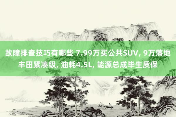 故障排查技巧有哪些 7.99万买公共SUV, 9万落地丰田紧凑级, 油耗4.5L, 能源总成毕生质保