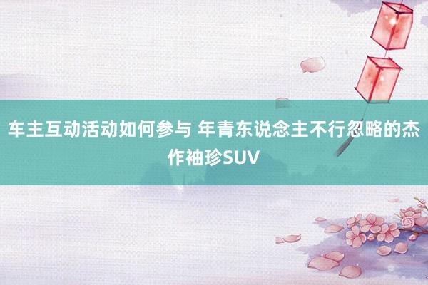 车主互动活动如何参与 年青东说念主不行忽略的杰作袖珍SUV