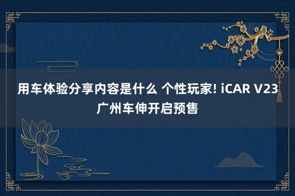 用车体验分享内容是什么 个性玩家! iCAR V23广州车伸开启预售