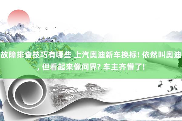 故障排查技巧有哪些 上汽奥迪新车换标! 依然叫奥迪, 但看起来像问界? 车主齐懵了!