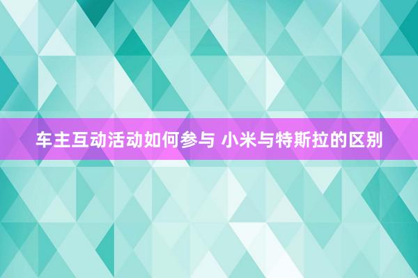 车主互动活动如何参与 小米与特斯拉的区别