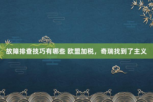 故障排查技巧有哪些 欧盟加税，奇瑞找到了主义