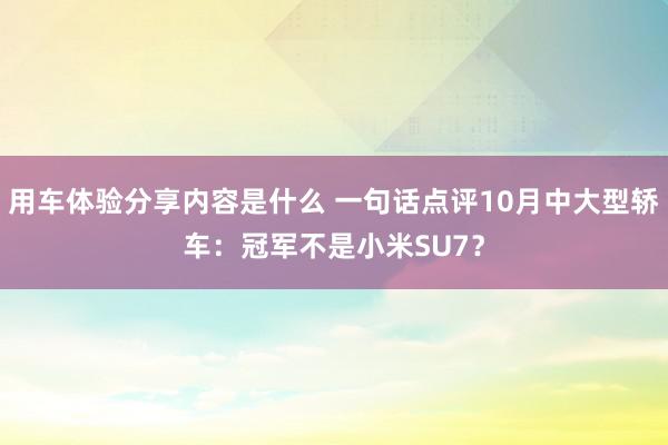 用车体验分享内容是什么 一句话点评10月中大型轿车：冠军不是小米SU7？