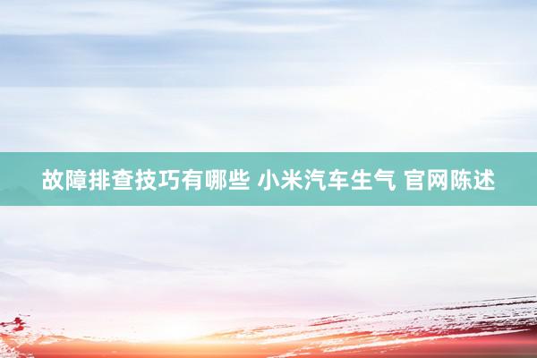 故障排查技巧有哪些 小米汽车生气 官网陈述