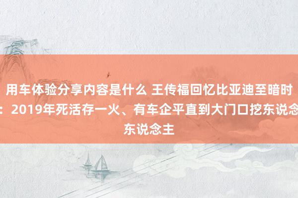 用车体验分享内容是什么 王传福回忆比亚迪至暗时刻：2019年死活存一火、有车企平直到大门口挖东说念主