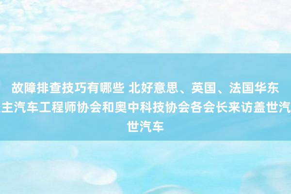 故障排查技巧有哪些 北好意思、英国、法国华东谈主汽车工程师协会和奥中科技协会各会长来访盖世汽车