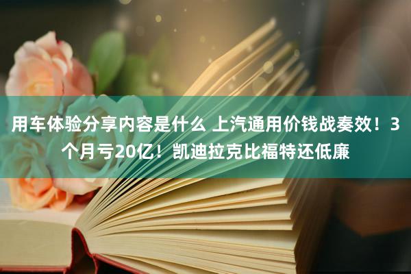 用车体验分享内容是什么 上汽通用价钱战奏效！3个月亏20亿！凯迪拉克比福特还低廉