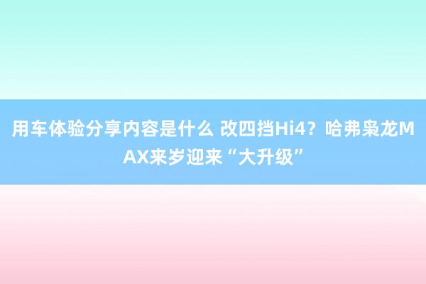 用车体验分享内容是什么 改四挡Hi4？哈弗枭龙MAX来岁迎来“大升级”