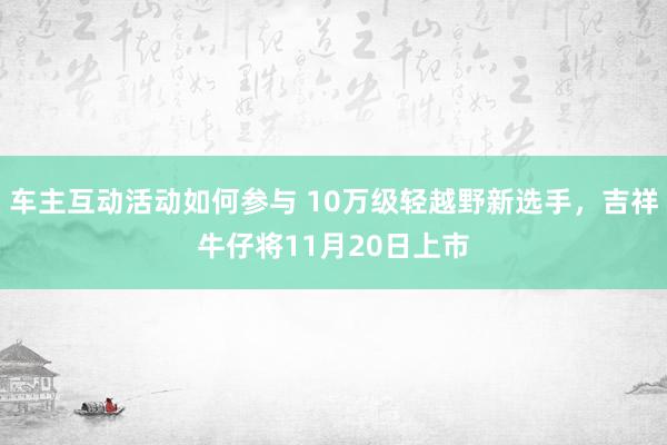 车主互动活动如何参与 10万级轻越野新选手，吉祥牛仔将11月20日上市