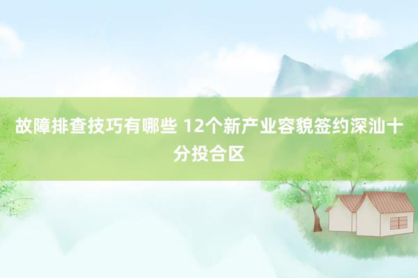 故障排查技巧有哪些 12个新产业容貌签约深汕十分投合区